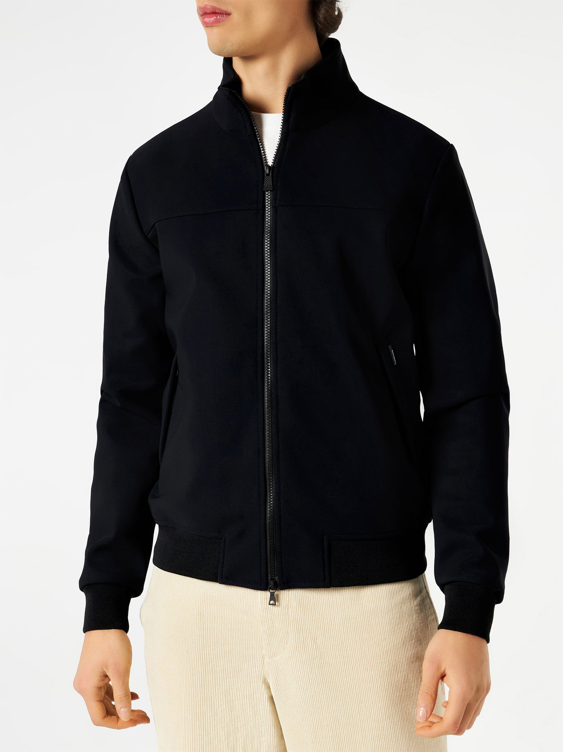 Man mid-weight black bomber jacket Traveler - MC2 Saint Barth