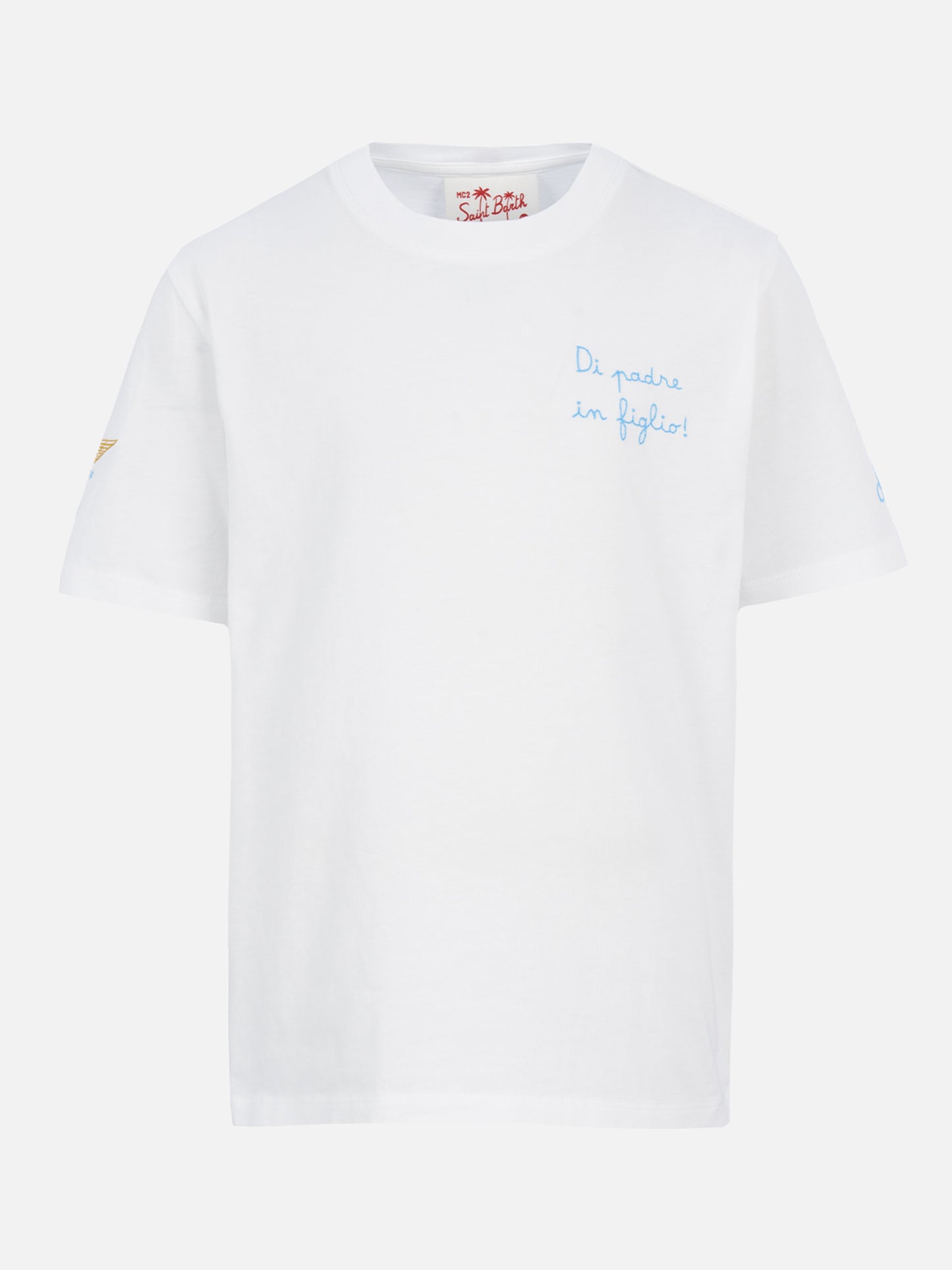 Cotton t-shirt with Di Padre in Figlio embroidery | SS LAZIO SPECIAL EDITION - MC2 Saint Barth