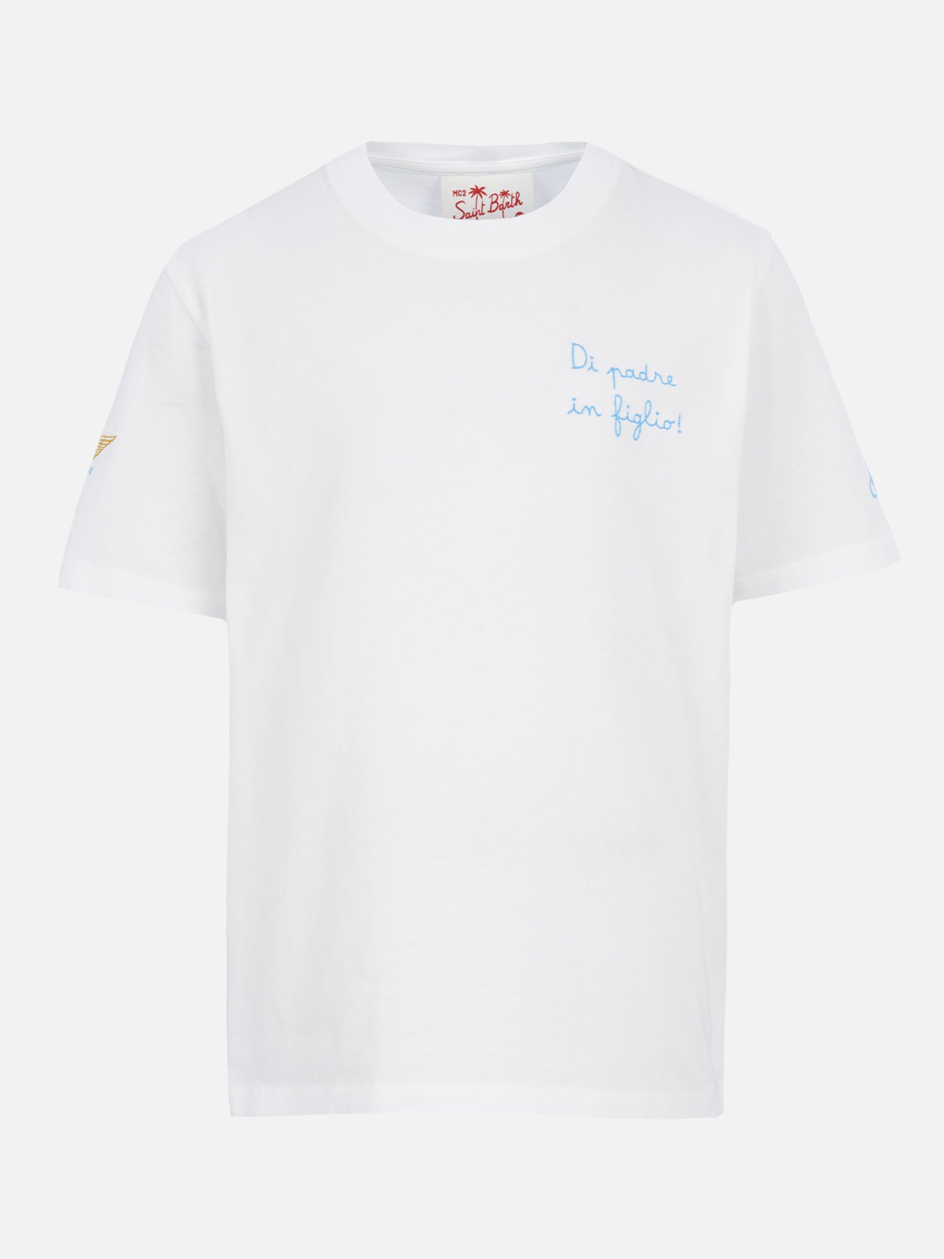 Cotton t-shirt with Di Padre in Figlio embroidery | SS LAZIO SPECIAL EDITION - MC2 Saint Barth