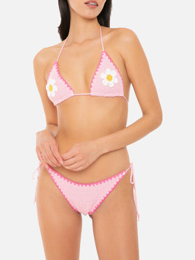 Woman crochet triangle bikini with daisy patch - MC2 Saint Barth
