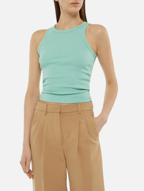 Ada sage green ribbed cotton tank top - MC2 Saint Barth
