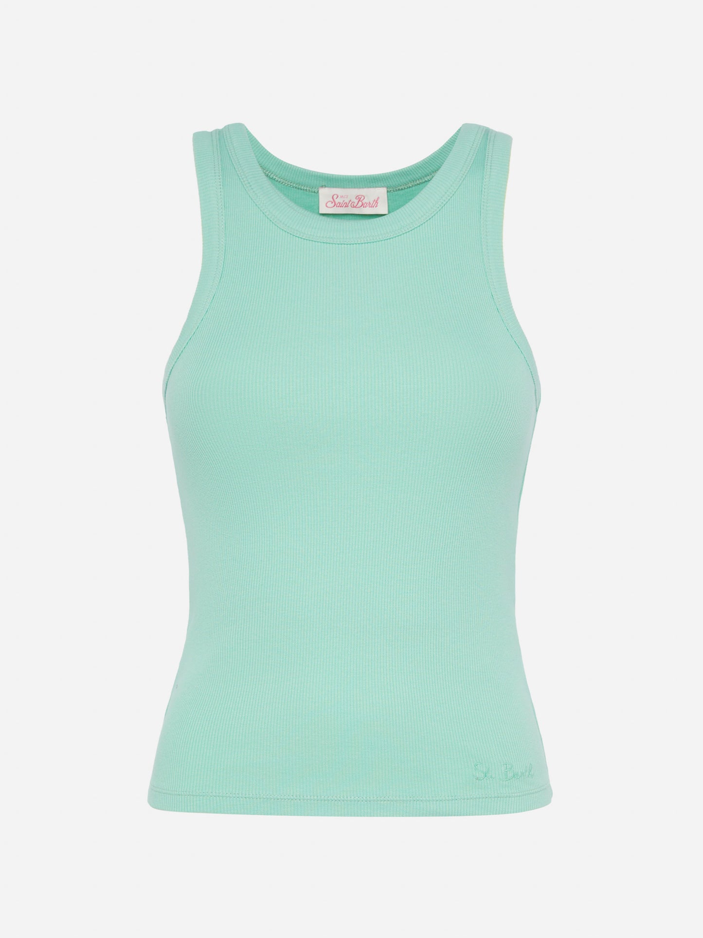 Ada sage green ribbed cotton tank top - MC2 Saint Barth