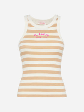 Ada striped ribbed cotton tank top - MC2 Saint Barth