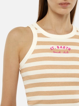 Ada striped ribbed cotton tank top - MC2 Saint Barth