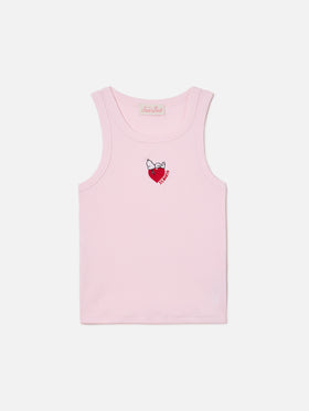 Top de tirantes Ada acanalado rosa con estampado de Snoopy y bordado St. Barth Lover | Edición especial 