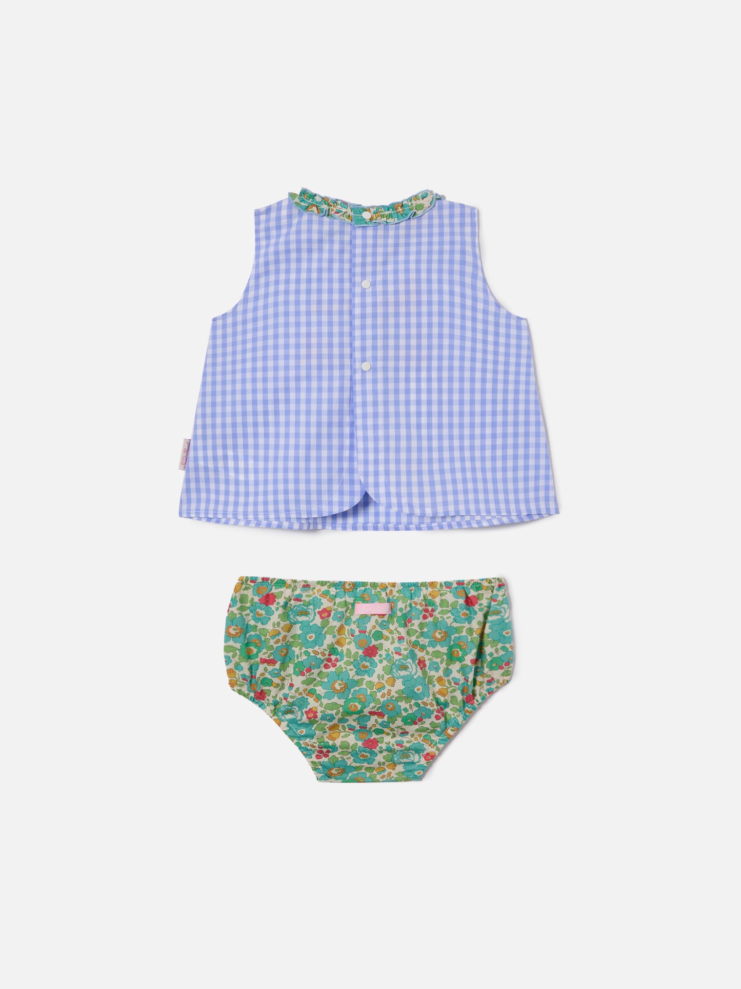 Ensemble haut Abbie et bloomer avec broderie Bonjour St. Barth | Réalisé en Liberty Fabric 