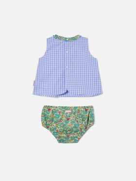 Ensemble haut Abbie et bloomer avec broderie Bonjour St. Barth | Réalisé en Liberty Fabric 