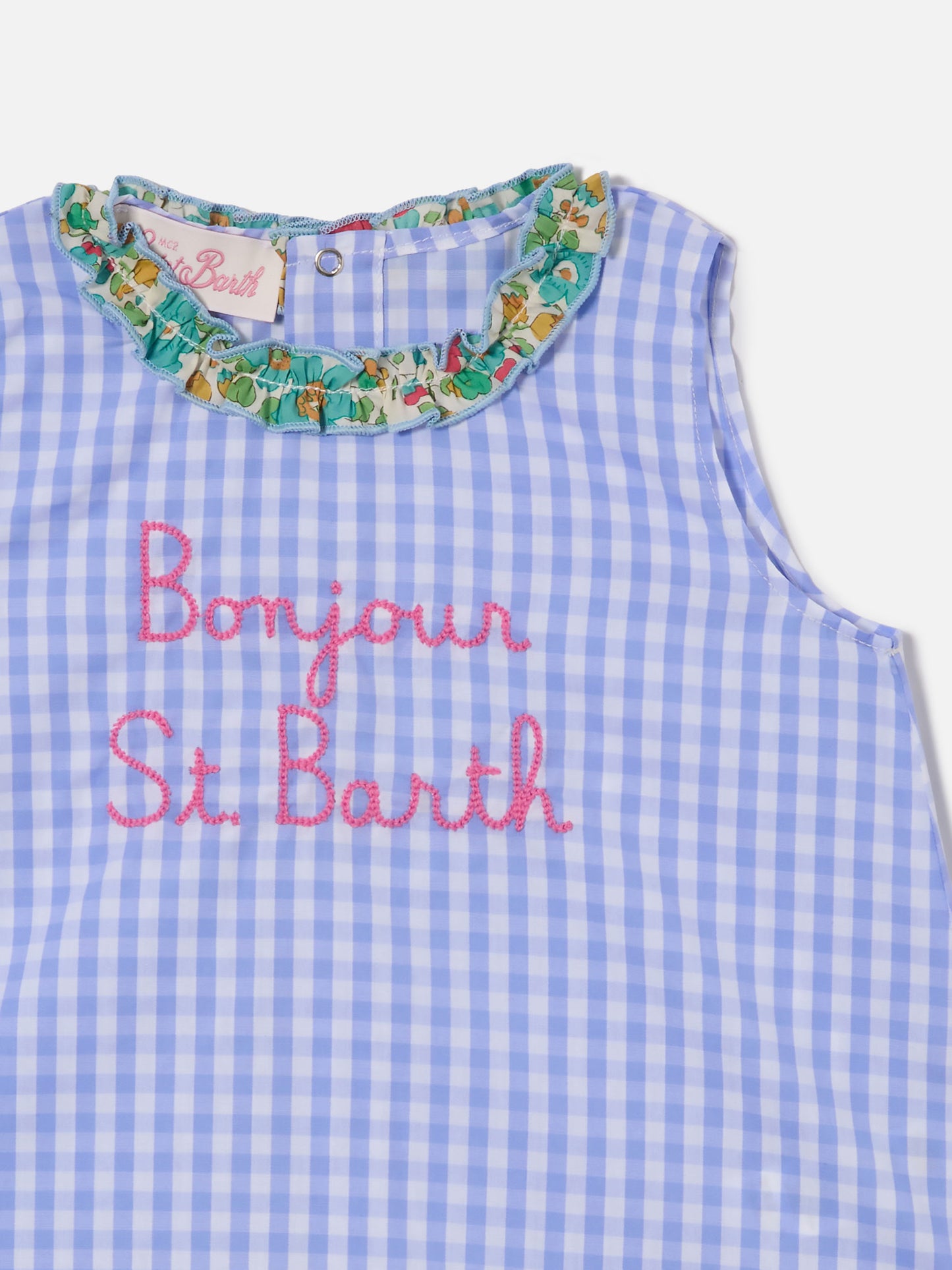 Ensemble haut Abbie et bloomer avec broderie Bonjour St. Barth | Réalisé en Liberty Fabric 