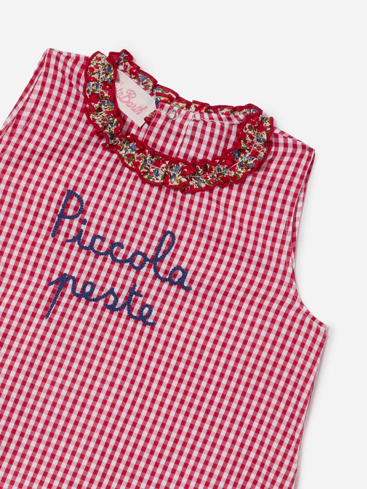 Set Abbie scamiciato e copri pannolino con ricamo Piccola peste | Made with Liberty Fabric