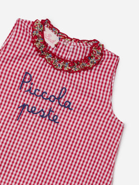 Set Abbie scamiciato e copri pannolino con ricamo Piccola peste | Made with Liberty Fabric