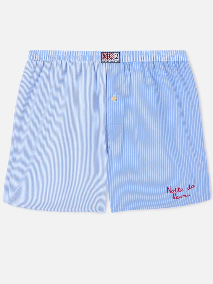 Boxer Adam azzurro in cotone con stampa a righe
