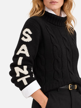 Adler black braided turtleneck sweater with Saint Barth jacquard