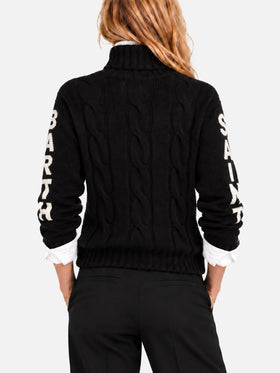 Adler black braided turtleneck sweater with Saint Barth jacquard