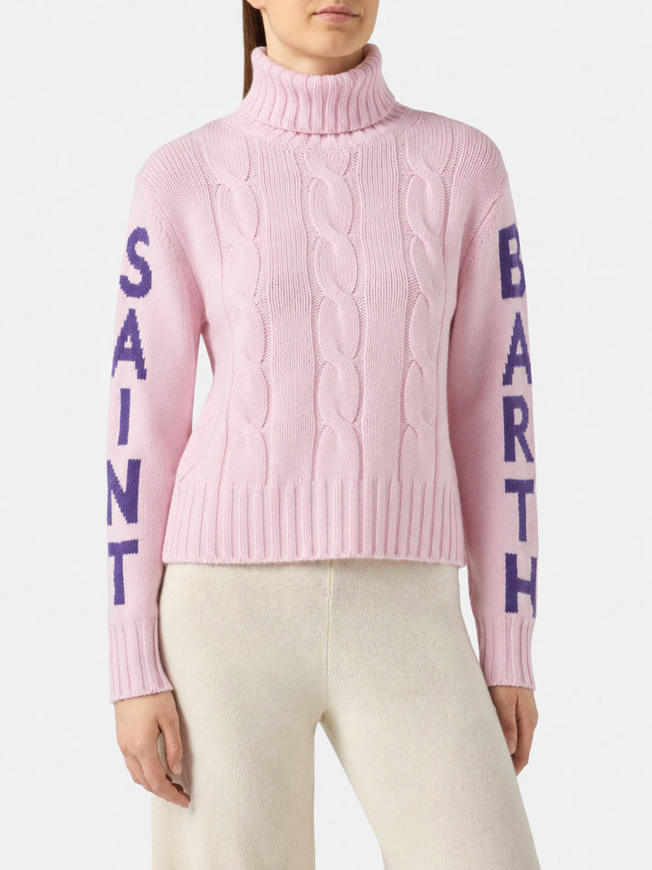Adler braided turtleneck sweater with logo jacquard