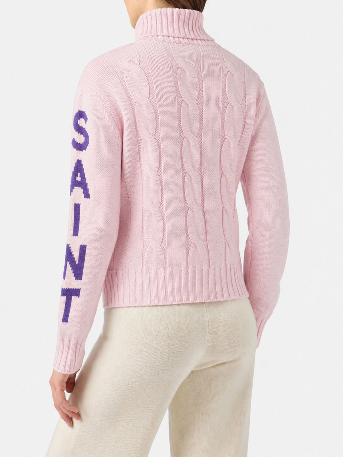 Maglione Adler a collo alto in maglia intrecciata con jacquard logo
