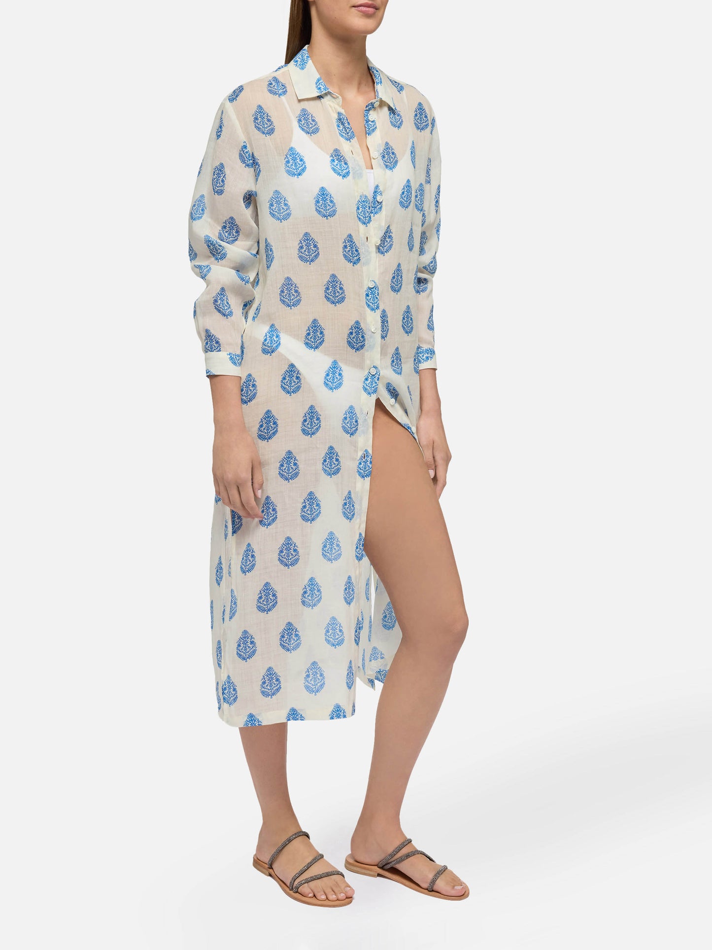 Adeline ramie maxi dress with paisley print - MC2 Saint Barth