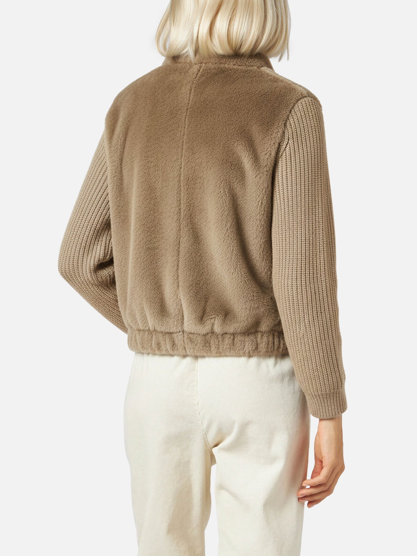 Mael faux-fur gilet with knit sleeves