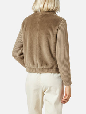 Mael faux-fur gilet with knit sleeves