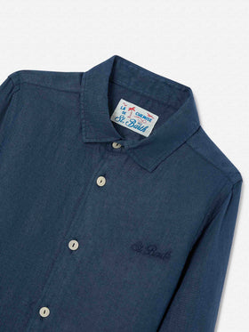 Camicia Agnes in lino blu navy