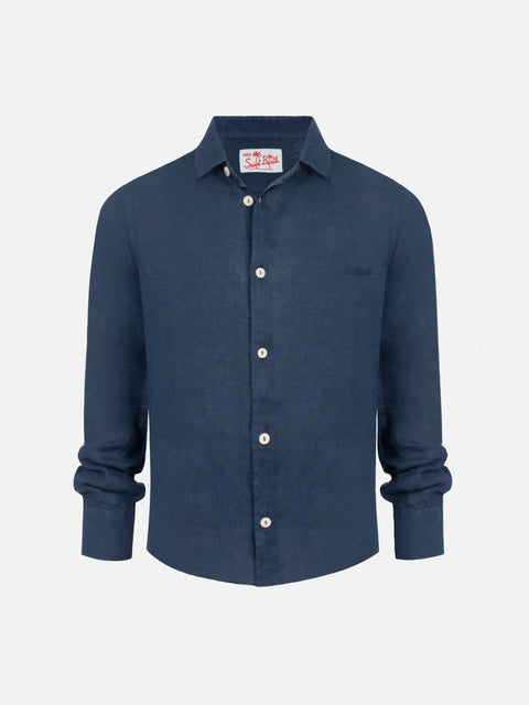 Agnes navy blue linen shirt - MC2 Saint Barth