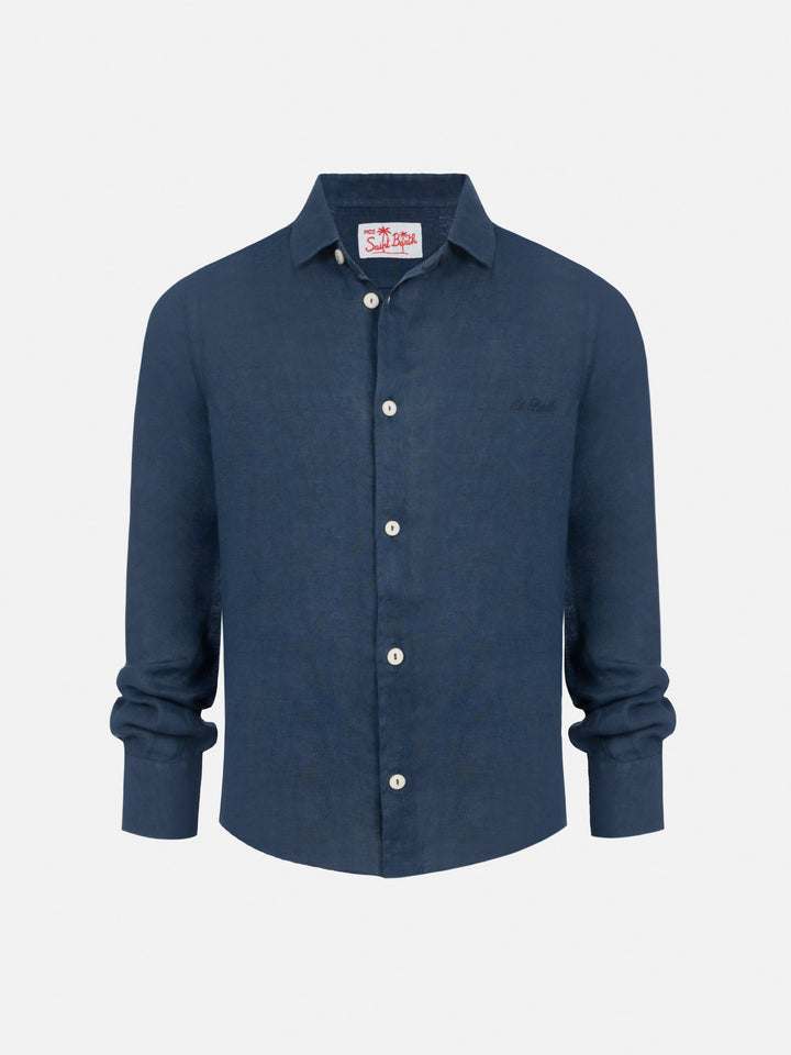 Agnes navy blue linen shirt - MC2 Saint Barth