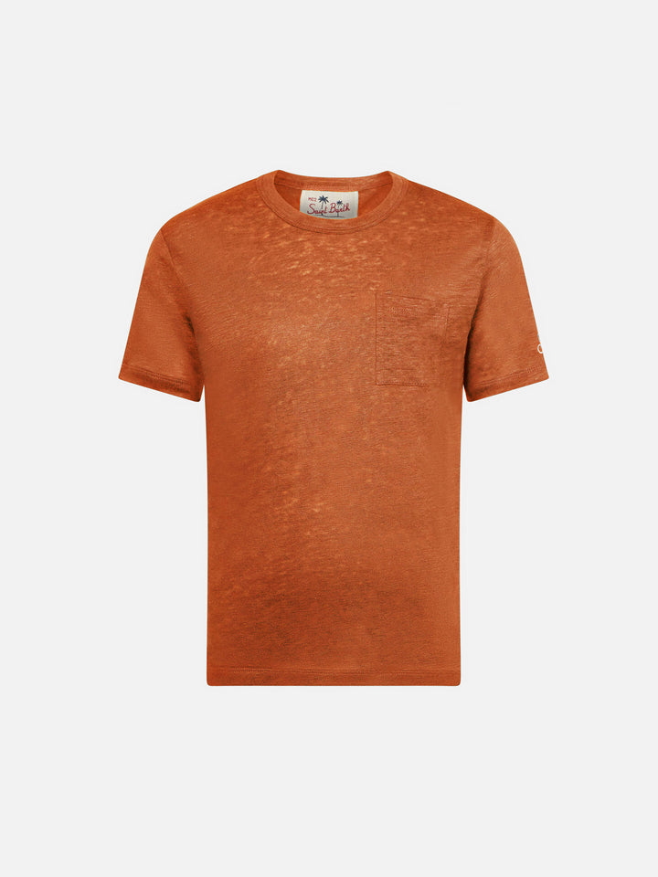 Orangefarbenes Leinen-Jersey-T-Shirt von Alex