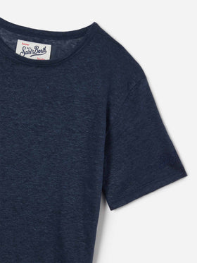Alex t-shirt in navy blue pure linen