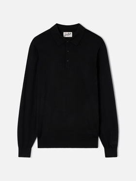 Polo Alfie in black Merino