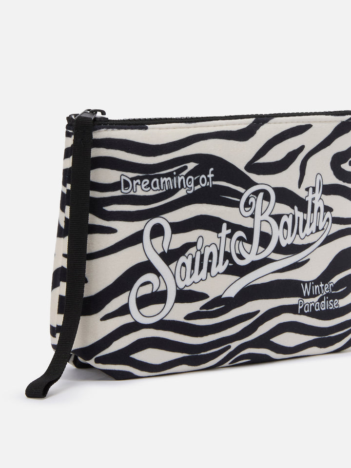 Pochette Aline effetto lana con stampa zebrata