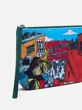 Dunkelgrüner Aline pouch mit Uomo Ragno-Print | Special edition 