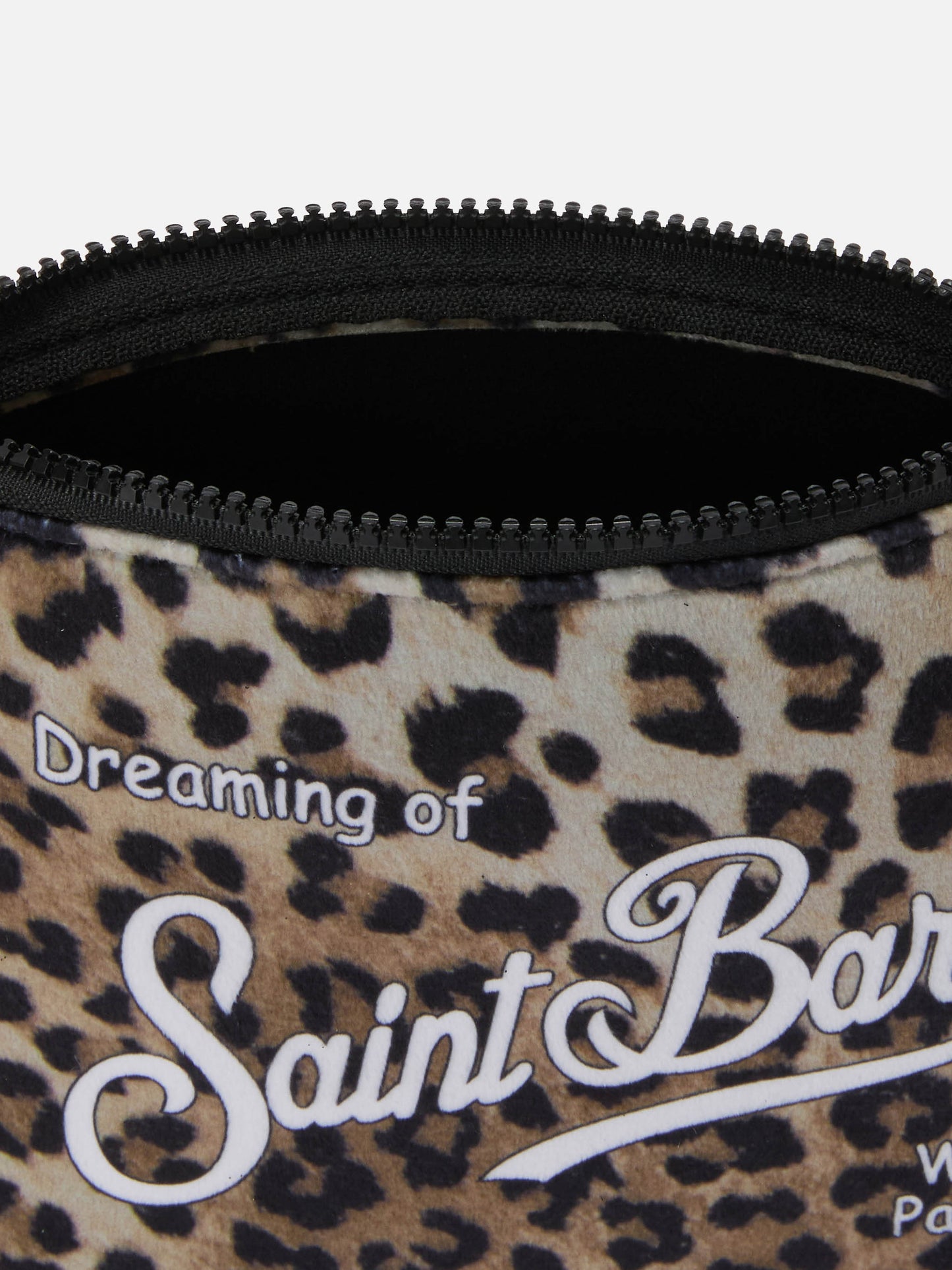 Aline Pouch in wool-effect fabric with leopard print