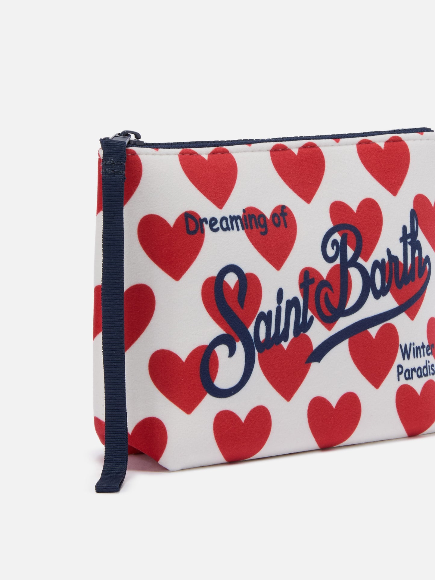 Aline-Beutel aus Stoff in Wolloptik mit Herzchenmuster