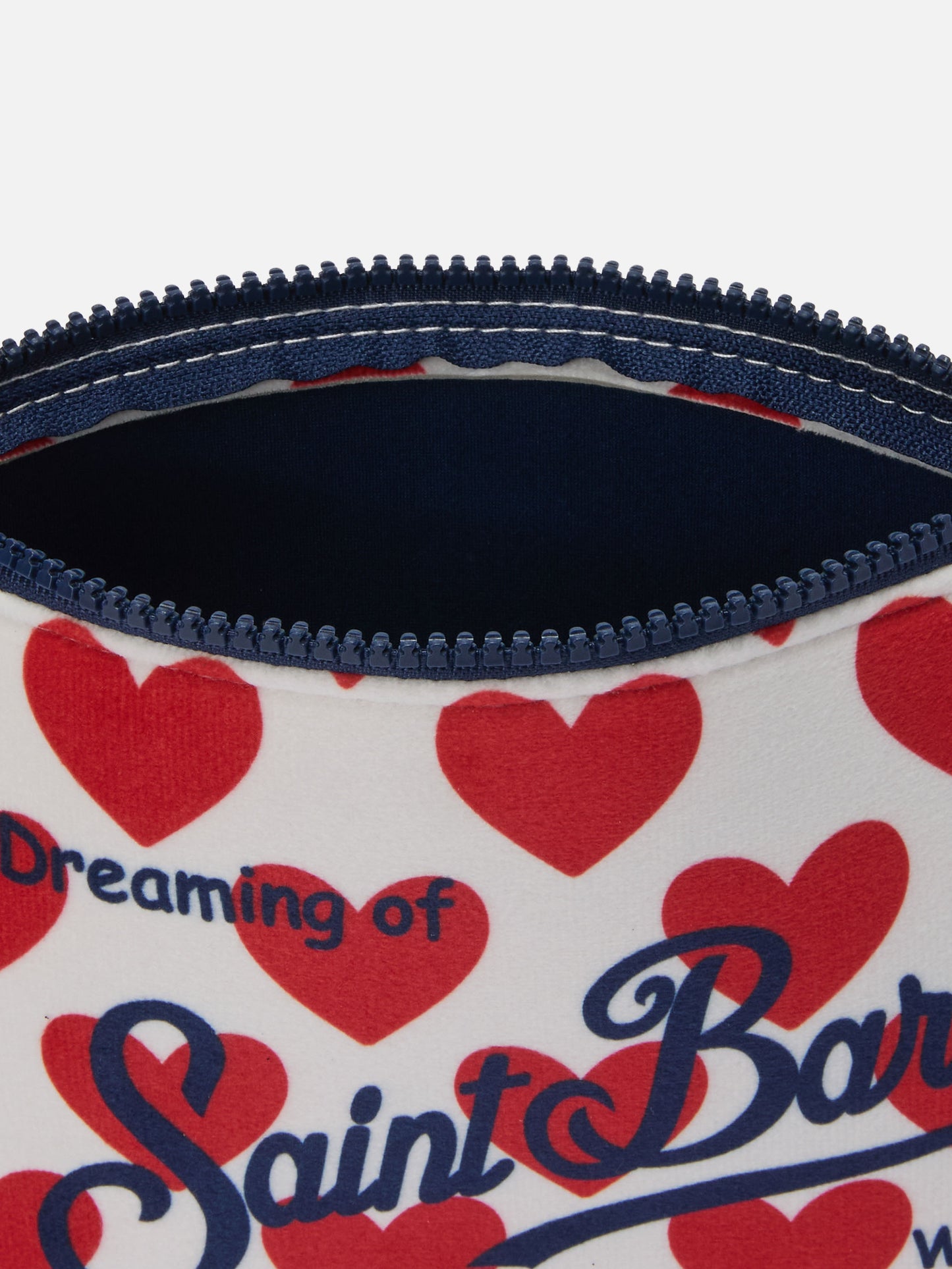 Aline-Beutel aus Stoff in Wolloptik mit Herzchenmuster