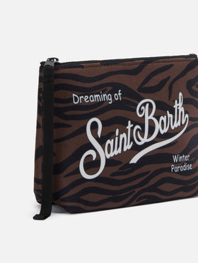 Aline-Pouch aus Stoff in Wolloptik mit Zebramuster