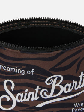 Aline-Pouch aus Stoff in Wolloptik mit Zebramuster