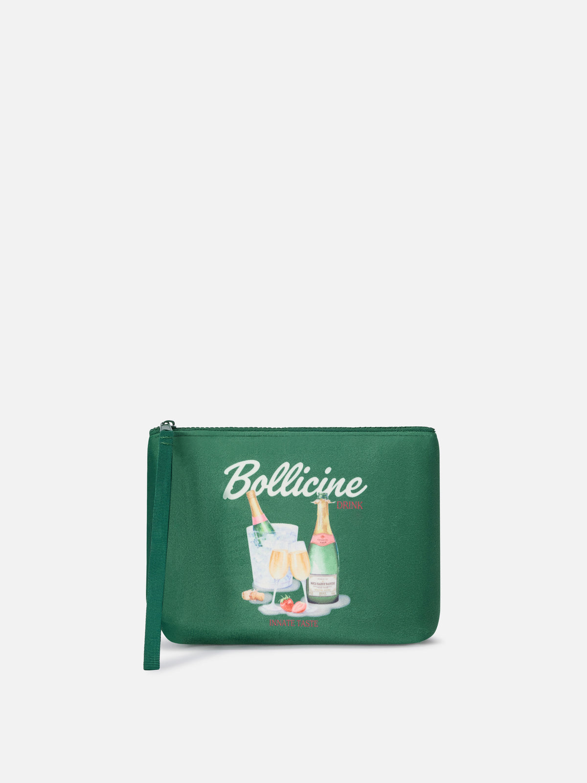 pochette verde Aline con estampado Bollicine 