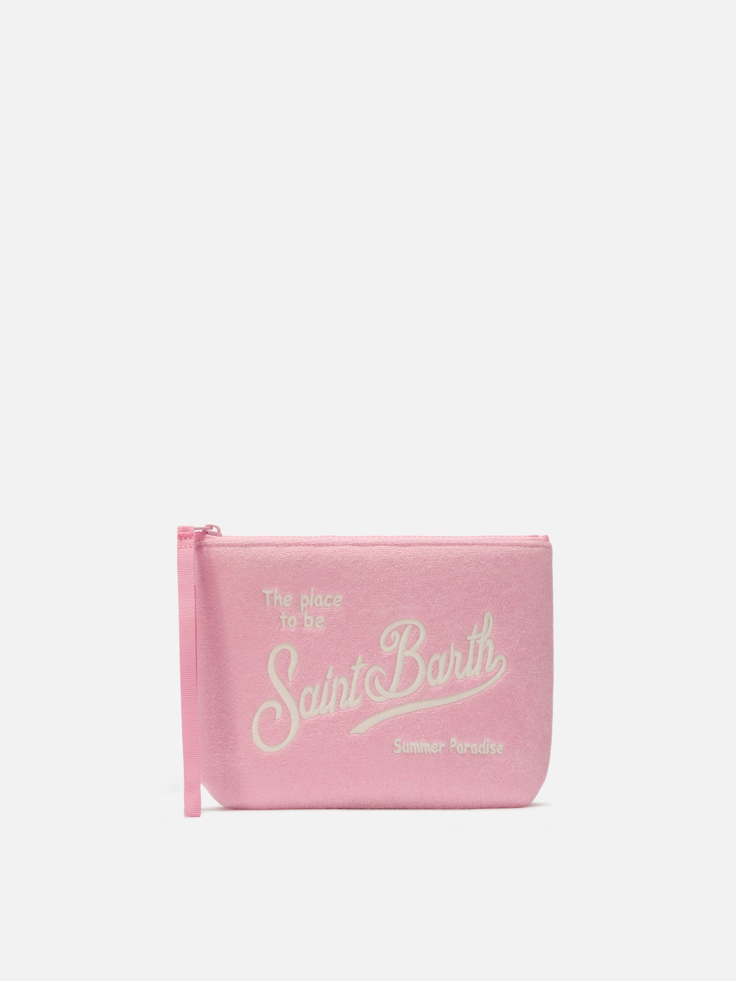 Aline pink terry-effect pouch