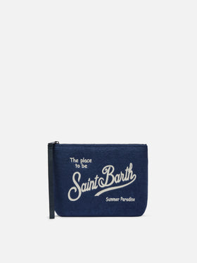 Pochette Aline effetto spugna blu navy