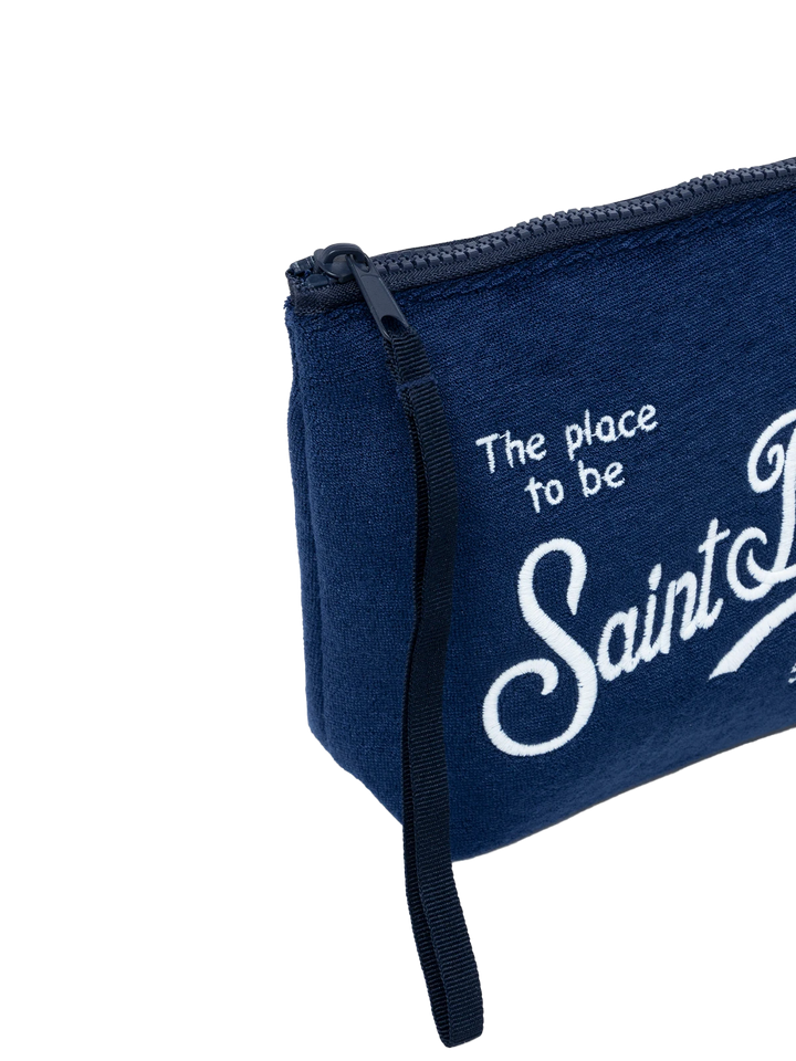Aline navy blue embossed terry pochette - MC2 Saint Barth