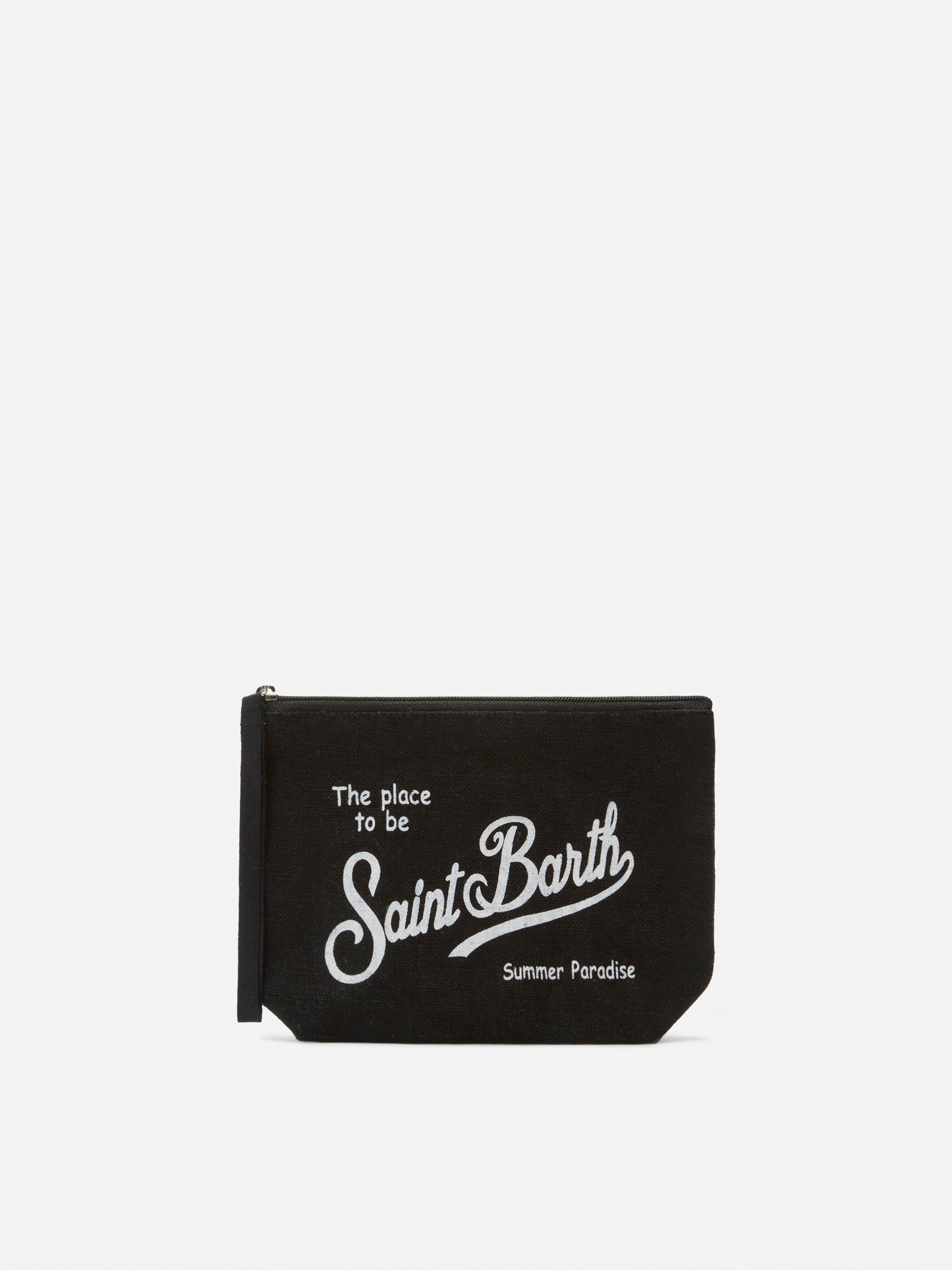 Aline black solid color linen pouch