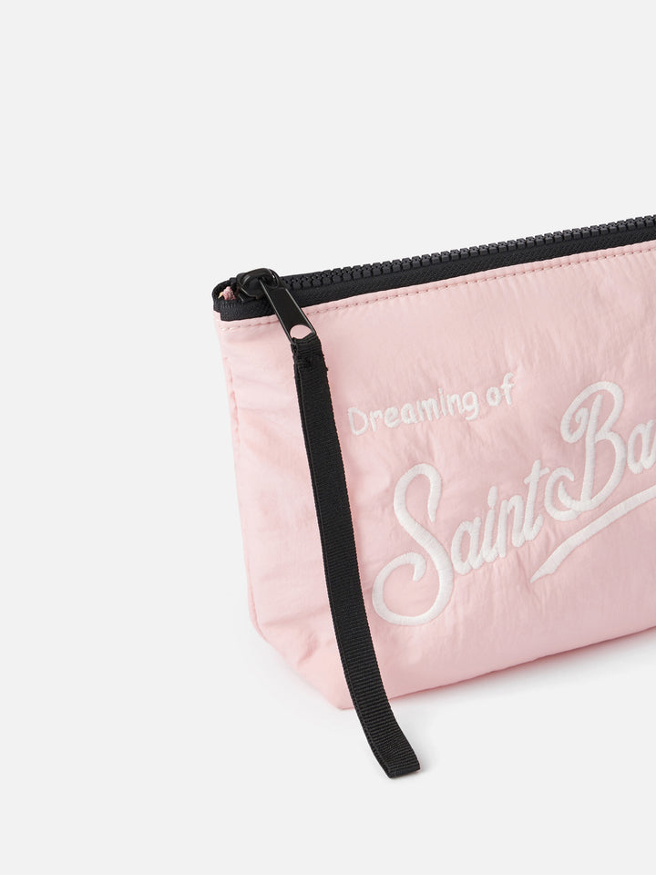 Pink puffer pochette Aline with logo embroidery - MC2 Saint Barth