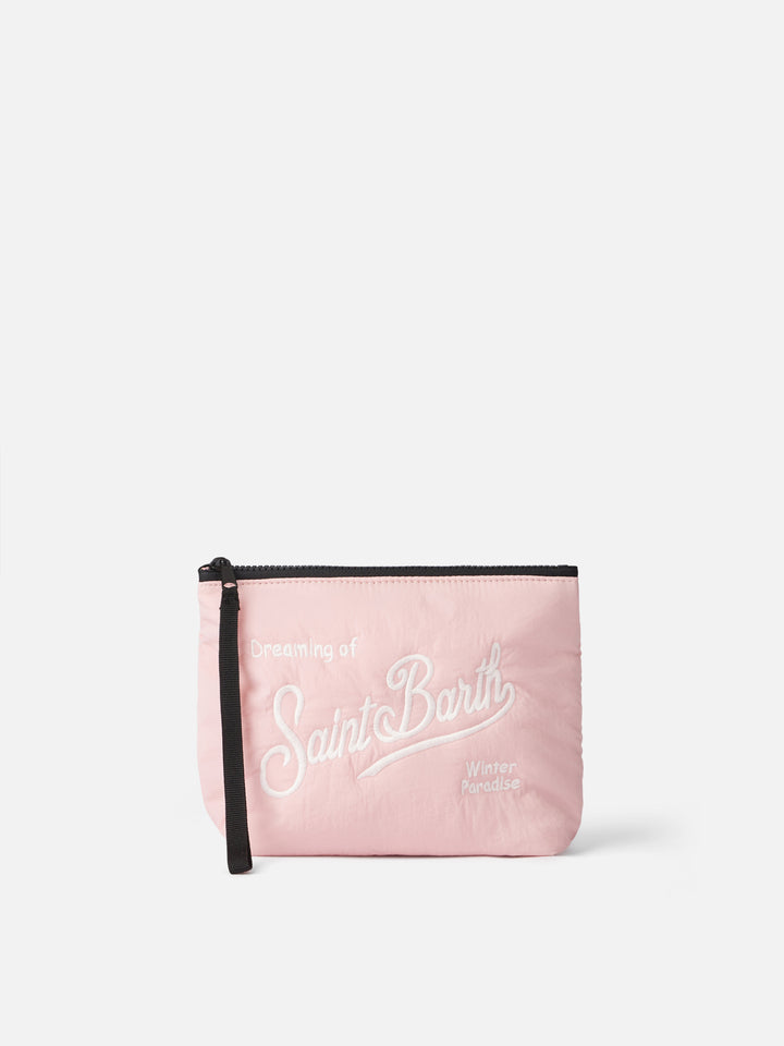 Pink puffer pochette Aline with logo embroidery - MC2 Saint Barth