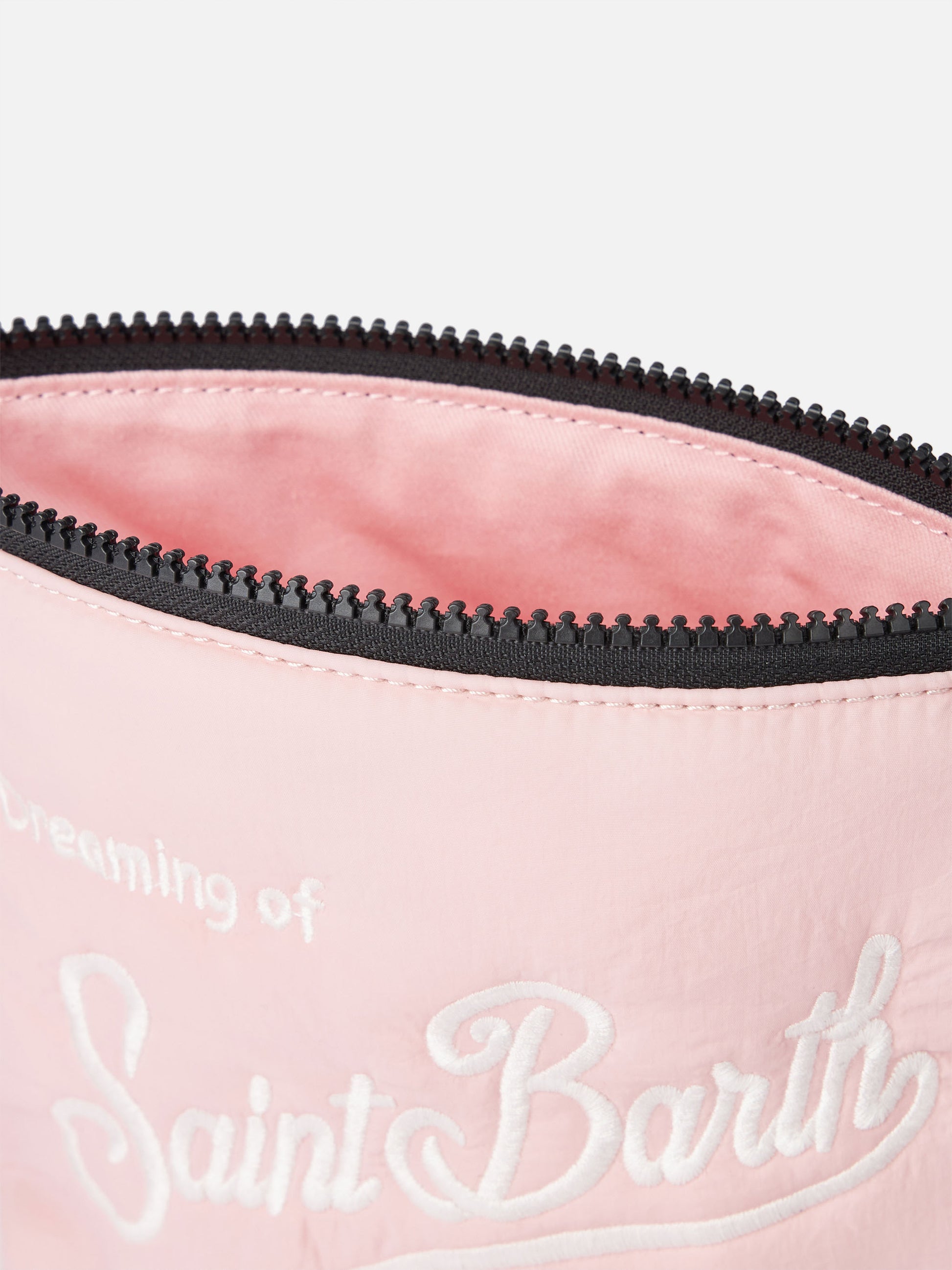 Pink puffer pochette Aline with logo embroidery - MC2 Saint Barth