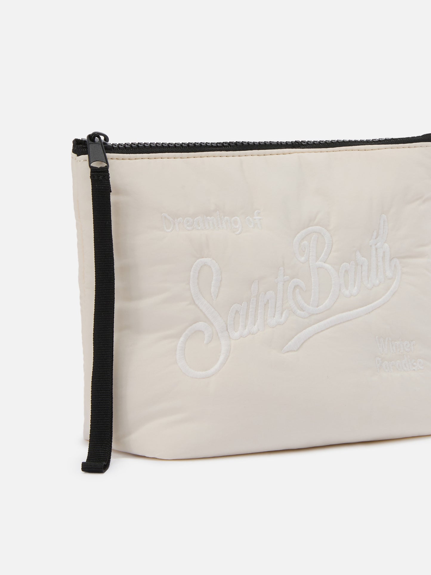 Aline Puffer Pouch aus gepolstertem beigefarbenem Nylon