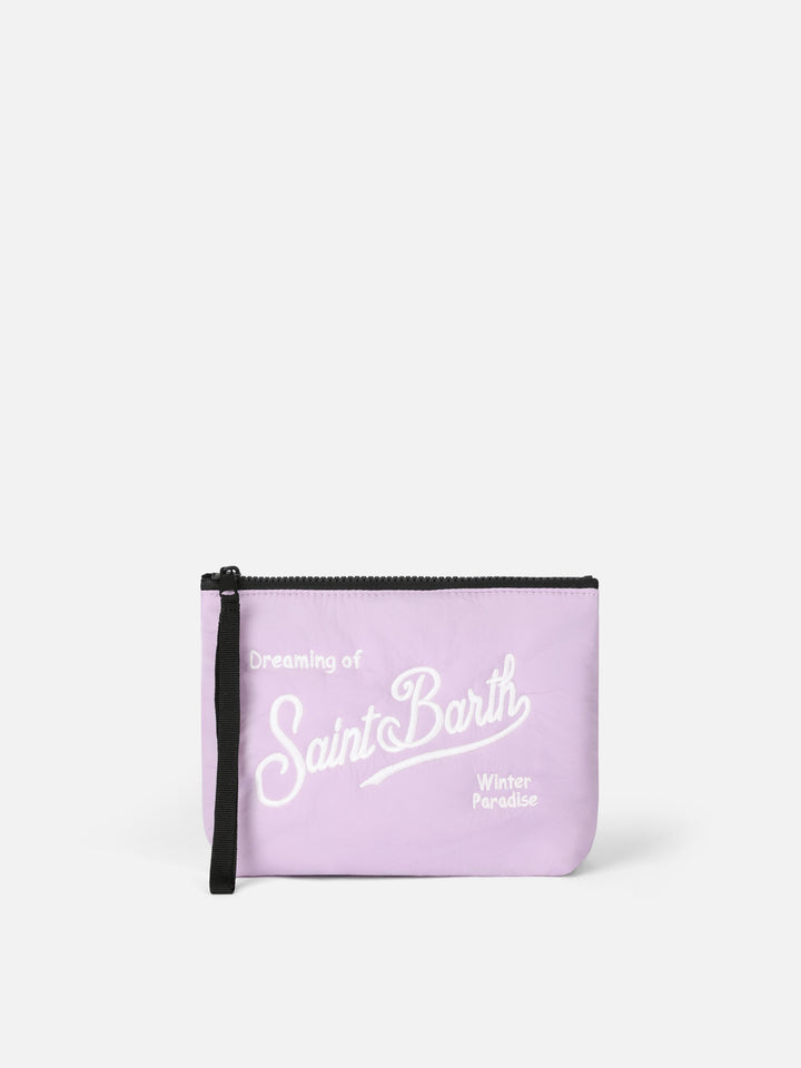 Lilac puffer pochette Aline with logo embroidery - MC2 Saint Barth