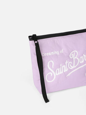 Lilac puffer pochette Aline with logo embroidery - MC2 Saint Barth