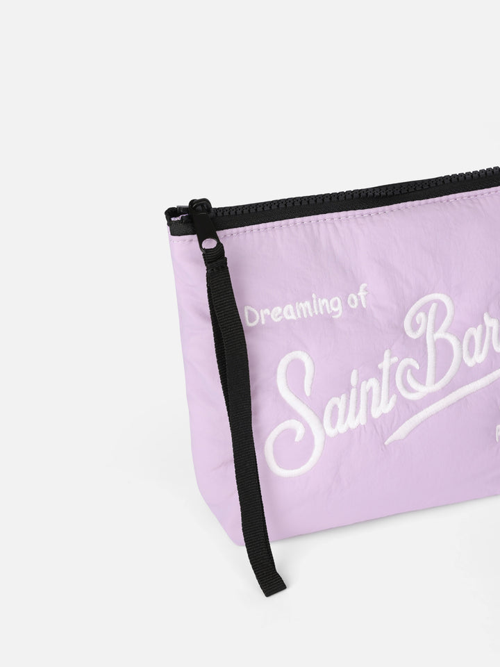 Lilac puffer pochette Aline with logo embroidery - MC2 Saint Barth