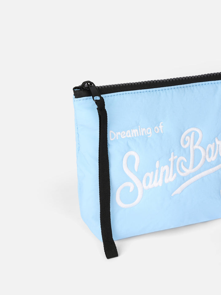 Light blue puffer pochette Aline with logo embroidery - MC2 Saint Barth