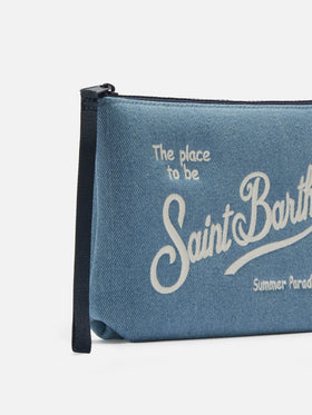 Pochette Aline in effetto denim blu