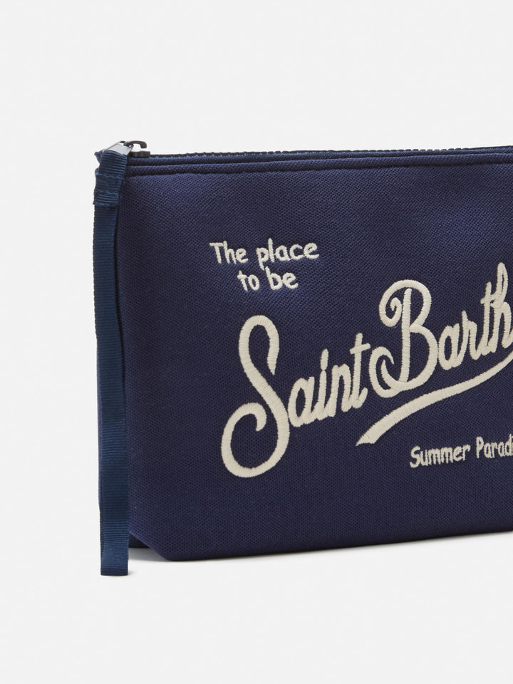 Pochette Aline blu con effetto piquet